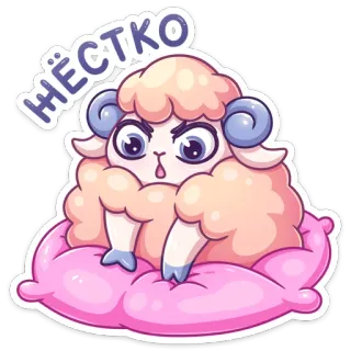 😡 ЖЁСТКО овца, животное, мультфильм, розовый, милый whatsapp sticker