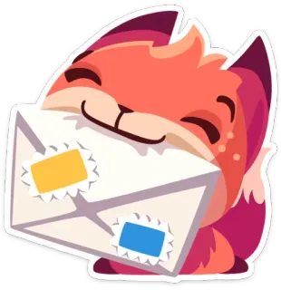 ✉ volpe, animale, busta, posta, cartone animato, adesivo telegram sticker