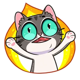 🔥 chat, animal, mignon, autocollant, dessin animé, joyeux whatsapp sticker