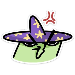 😡 พ่อมด, โกรธ, เวทมนตร์, การ์ตูน, แม่มด, หมวก, ดาว telegram sticker