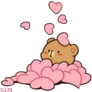 ❤️ orso, cuori, carino, amore, cartone animato, rosa telegram sticker