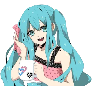 😄 Hatsune Miku Anime, Vocaloid, Hatsune Miku, Niedlich, Mädchen, Illustration telegram sticker