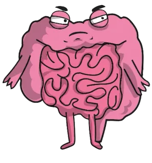 😒 organ, usus, kartun, merah muda, medis, biologi, sistem pencernaan, lucu whatsapp sticker