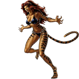 👊 Tigra tigra, marvel, superhero, comic book character, female character, tiger stripes telegram sticker