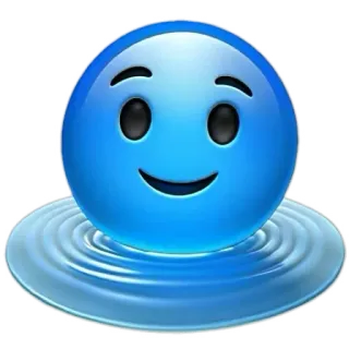 💧 Biểu tượng cảm xúc, Nước, Xanh lam, Vui vẻ, Gợn sóng, Hình tròn, Mặt whatsapp sticker