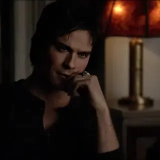 🩸 Damon Salvatore The Vampire Diaries Damon Salvatore, Pamiętniki wampirów, wampir, Ian Somerhalder, portret, ponury telegram sticker