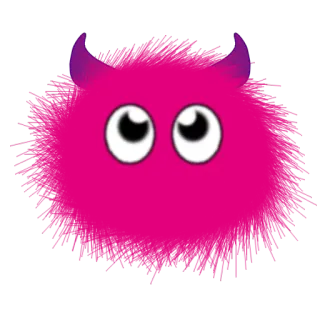 😇 monster, cute, purple horns, pink, cartoon, fuzzy whatsapp sticker
