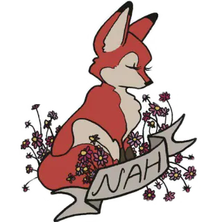 😐 NAH lis, zwierzę, kwiaty, ilustracja, natura, słodki telegram sticker