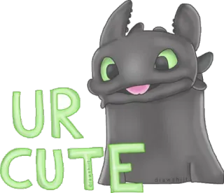 😍 UR CUTE fofo, dragão, desenho animado whatsapp sticker