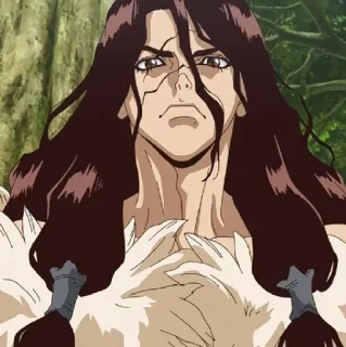 💈 Tsukasa Shishio Dr. Stone Anime, Stark, Lange Haare, Muskulös, Charakter telegram sticker