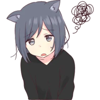 😓 Anime, Orecchie da gatto, Sticker, Confusa, Ragazza, Manga whatsapp sticker