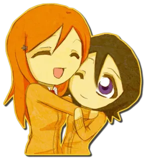❤ Anime, Chibi, Desenho animado, Abraço, Kawaii telegram sticker