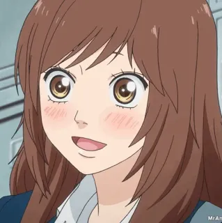 🥡 anime, girl, portrait, smiling, brown hair telegram sticker