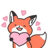 😍 лиса, любовь, сердце, милый, животное, мультфильм telegram sticker