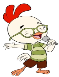🎤 Chicken Little Cartoon, Huhn, Tier, Vogel, Singen, Mikrofon telegram sticker