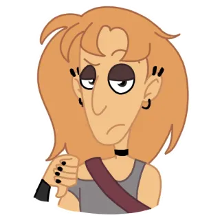 👎 cartone animato, personaggio, non mi piace, pollice verso telegram sticker
