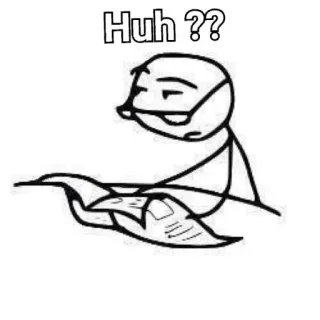 👀 Huh ?? 質問, 棒人間, 読書, 困惑 telegram sticker