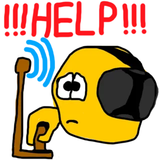 🆘 !!!HELP!!! 帮助, 求救, 黄色人物, 信号, 卡通, sos whatsapp sticker