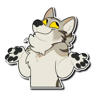 🙄 Lupo, Furry, Alzare le spalle, Confuso, Animale, Mammifero, Cane telegram sticker