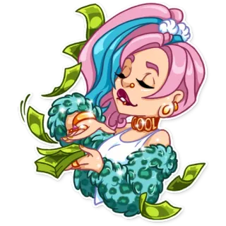 🤑 COOL Geld, Reichtum, Mode, Stil, Glamour, Cartoon, Cool telegram sticker