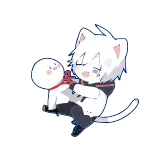 😁 cat, anime, cute, chibi, doll, white telegram sticker