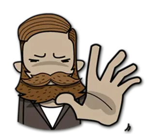 ✋ man, beard, hand, stop, cartoon telegram sticker