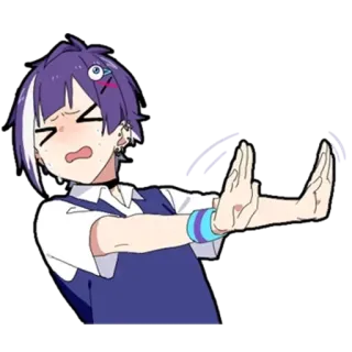 😫 Animé, Garçon, Geste, Stop, Dessin animé telegram sticker