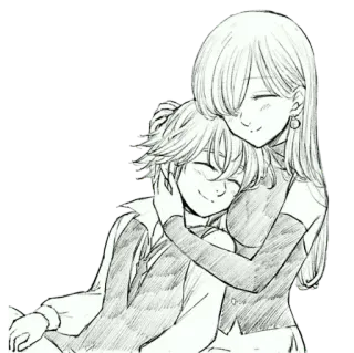 💕 Anime, Cartoon, Umarmung, Liebe, Freundschaft, Illustration telegram sticker