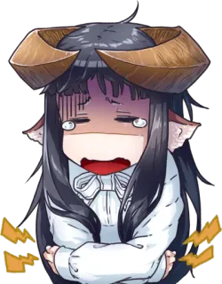 😓 sticker, anime, horns, frustrated telegram sticker