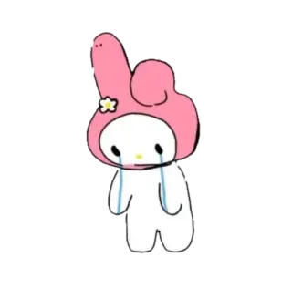 😭 My Melody 마이멜로디, 산리오, 만화, 귀여운, 캐릭터, 우는, 슬픈 telegram sticker