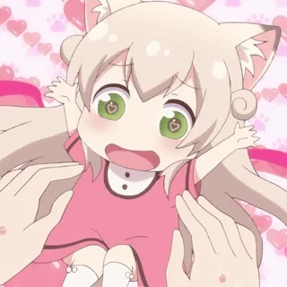 😍 アニメ, 猫耳, かわいい, 可愛い, 猫, ピンク, ハート whatsapp sticker