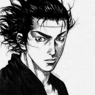 🖤 Miyamoto Musashi Vagabond Samurai, Manga, Vagabond, Musashi, Katana, Kampfkunst telegram sticker