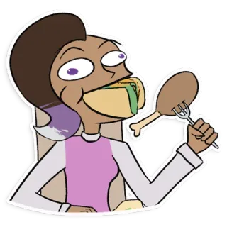 🍖 cartoon, food, eating, woman, chicken telegram sticker