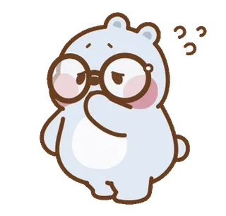 🐰 곰, 귀여운, 안경, 만화 whatsapp sticker