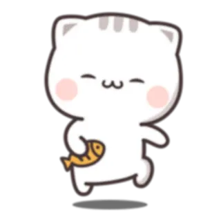 🎶 cat, kitten, cute, kawaii, fish, cartoon telegram sticker
