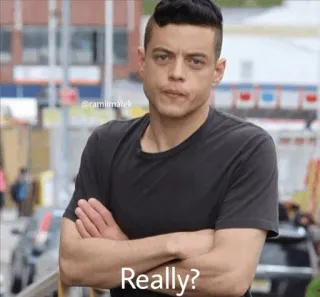 🤔 Rami Malek Really? Rami Malek, actor, confused, question, celebrity telegram sticker