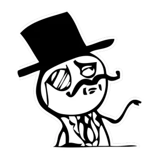 🎩 Meme, Monokel, Zylinder, Internet Meme, Derp, Trollface telegram sticker