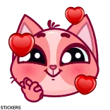 ♥️ chat, coeurs, amour, mignon, animal, dessin animé, sticker telegram sticker