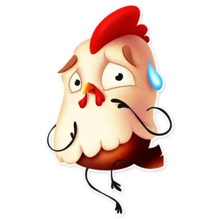 😥 pollo, triste, sudato, cartone animato, animale, animale da fattoria telegram sticker