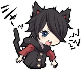 😵 kucing, anime, telinga kucing, kawaii, chibi, imut, stiker telegram sticker