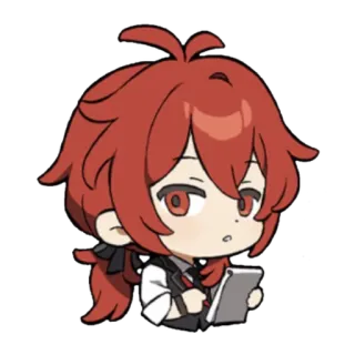 🥢 Diluc Genshin Impact Anime, Spiel, Chibi, Diluc, Genshin Impact telegram sticker