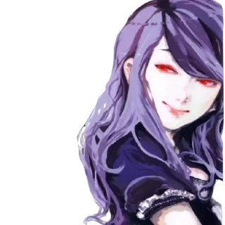😎 anime, manga, capelli viola, occhi rossi, personaggio femminile, illustrazione telegram sticker