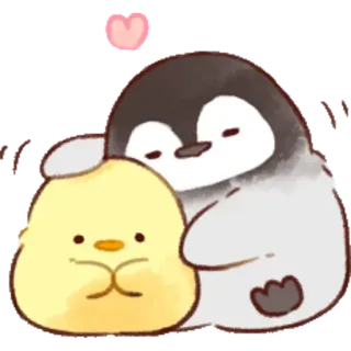 🤩 pingüino, pollito, lindo, animales, kawaii, amigos, amor whatsapp sticker