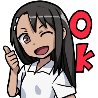 👍 OK Аниме, Ок, Большой палец вверх, Мультфильм telegram sticker