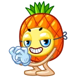 😈 abacaxi, emoji, desenho animado, comida, fruta whatsapp sticker
