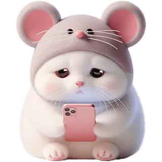 😞 แมว, หนู, สัตว์, น่ารัก, โทรศัพท์, การ์ตูน, สติกเกอร์ whatsapp sticker