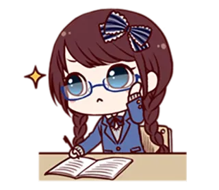 😀 애니메이션, 소녀, 학교, 치비, 귀여운, 학생 telegram sticker
