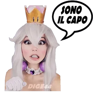 🤴 SONO IL CAPO bowsette, mario, fanart, italiano, coroa, videogame, cosplay telegram sticker