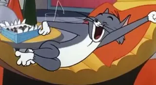😴 Tom Cat Tom and Jerry cartone animato, gatto, rilassato, sbadiglio, Tom, Tom e Jerry telegram sticker