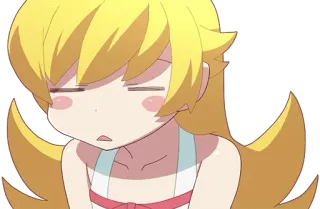 😔 Shinobu Oshino Monogatari อนิเมะ, น่ารัก, ตัวละคร, ผมบลอนด์, ผู้หญิง, คาวาอิ whatsapp sticker